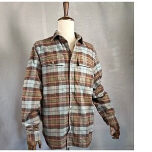 Vtg LL Bean Flannel Jacket Quilted Lined Plaid Mens‎ Size M Shacket Chore Work